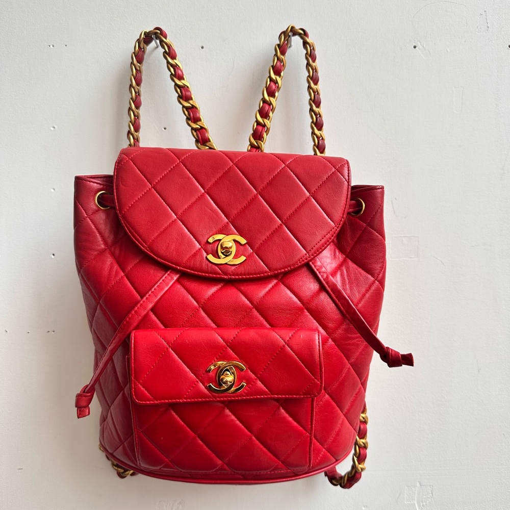 1990s Chanel Red Quilted Leather Bag